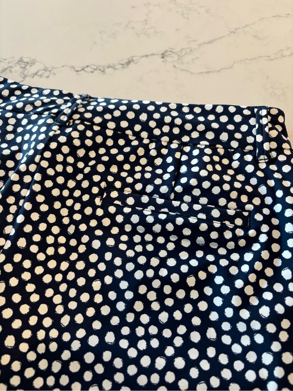 SPANX Navy and White Printed High-Rise Shorts - Picture 8 of 9